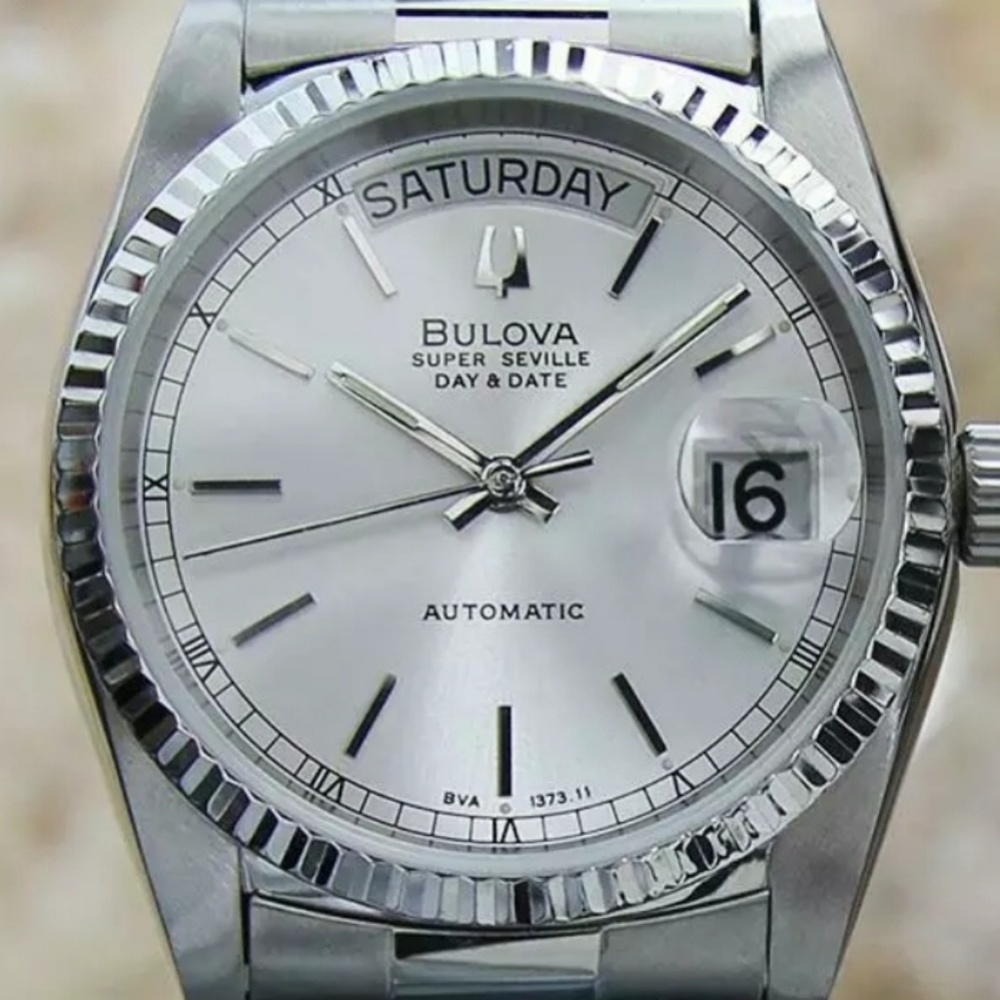 Bulova Super Seville Swiss Made Mens 36mm Auto Day
